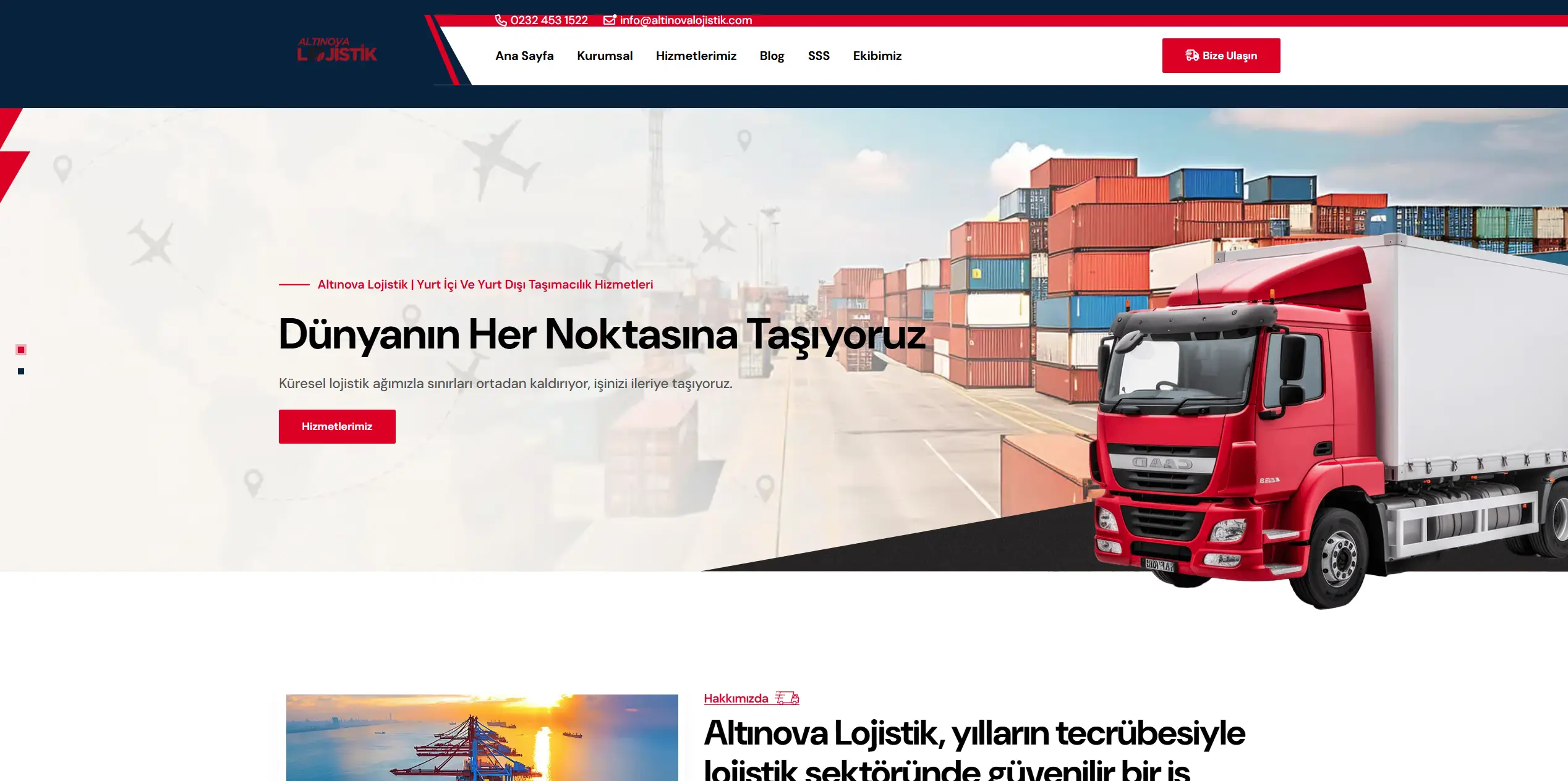 Altınova Lojistik – Taşımacılık ve Depolama Web Sitesi